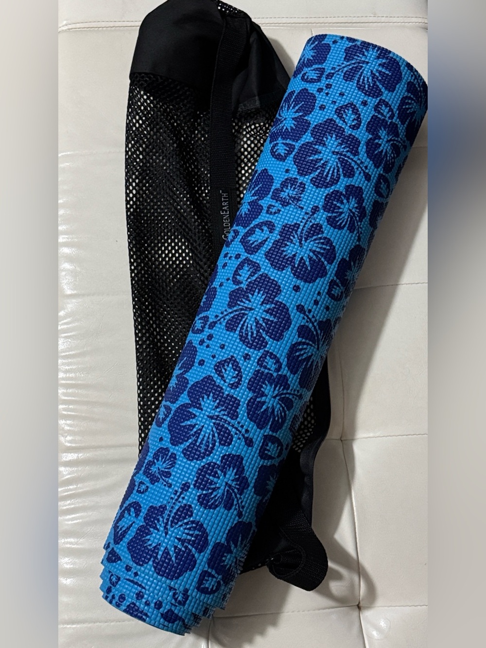 Like New Yoga Mat and Bag-Used 1X-Blue Floral Print